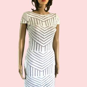 Stunning White Sequins Dress with Low Back